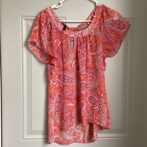 Paisley Print Coral Top